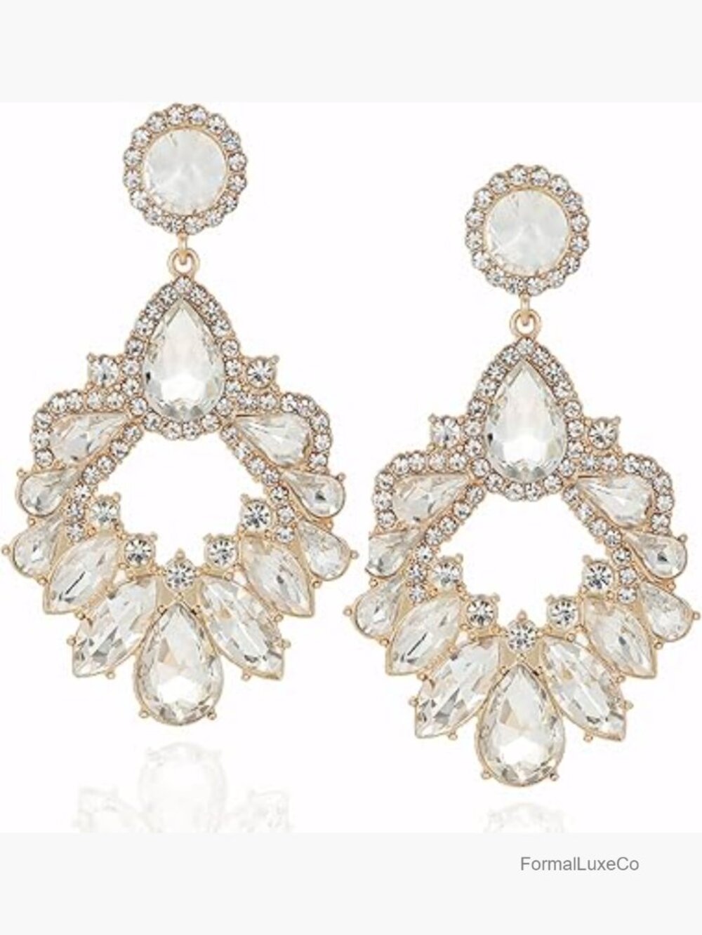 Large Crystal Chandelier Drop Dangle Earrings Sparkly Party Jewelry